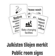 Julkisten tilojen merkit Public room signs